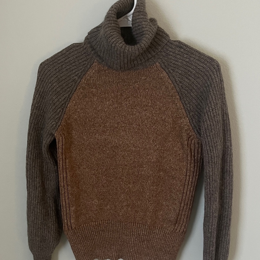 Tory Burch Brown and Gray Turtleneck Sweater